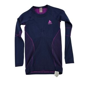 ODLO Women's Long Sleeve Athletic Base Layer Top Navy Purple Size S